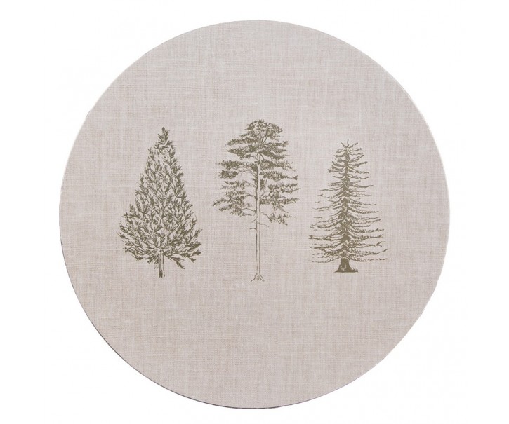 Béžový servírovací talíř se stromky Natural Pine Trees - Ø 33*1 cm Clayre & Eef