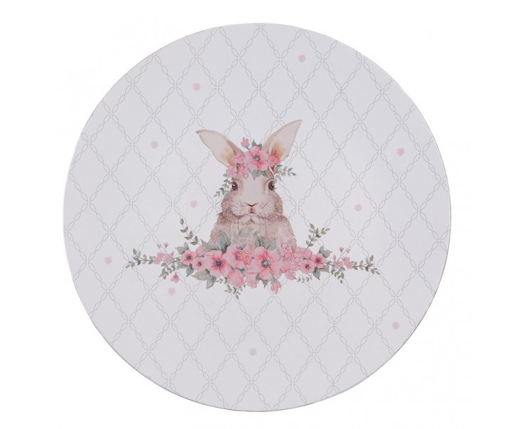 Bílý servírovací talíř s králíčkem Floral Easter Bunny - Ø 33*1 cm Clayre & Eef