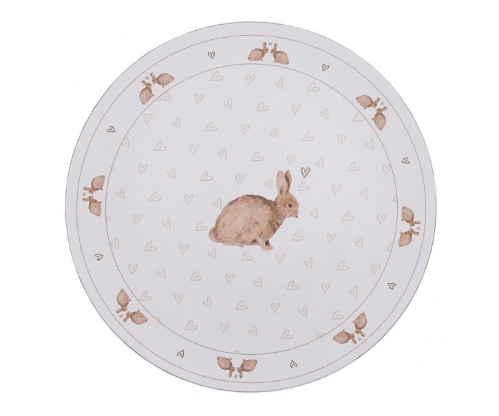 Bílý servírovací talíř s motivem králíčků a srdíček Bunnies in Love - Ø 33*1 cm Clayre & Eef