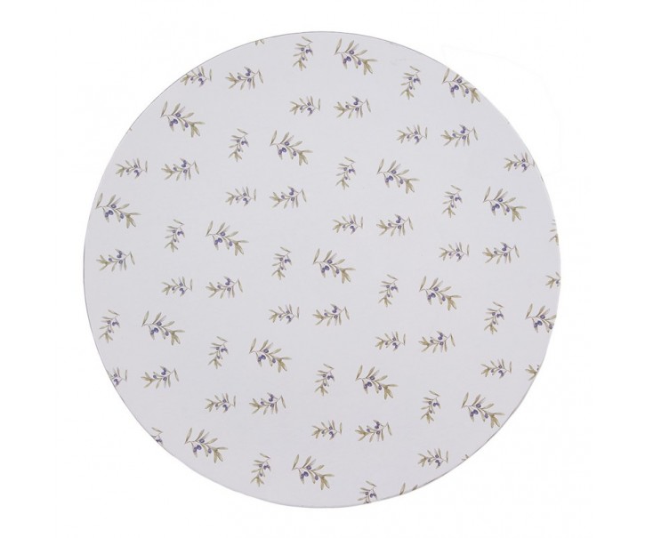 Bílý servírovací talíř s olivami Olive Fields - Ø 33*1 cm Clayre & Eef
