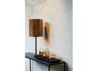 Hnědé sametové stínidlo Hexagon brown - 24*24*30 cm/ E27