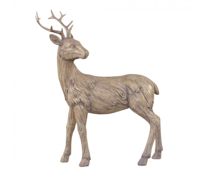 Hnědo-zlatá antik dekorace Jelen - 23*8*29 cm Chic Antique