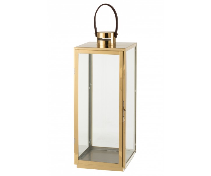 Zlatá kovová lucerna Recin - 22*21*65cm J-Line by Jolipa