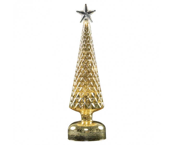 Zlatý svítící skleněný vánoční stromek Led L - Ø 8*30 cm Mars & More 