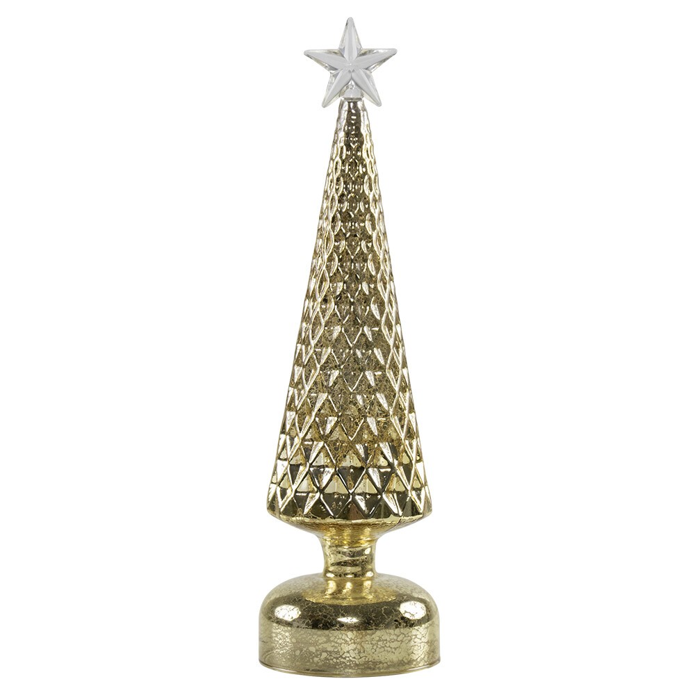 Zlatý svítící skleněný vánoční stromek Led L - Ø 8*30 cm Mars & More Zlatý svítící skleněný vánoční stromek Led L - Ø 8*30 cm Mars & More