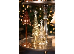Zlatý svítící skleněný vánoční stromek Led L - Ø 8*30 cm