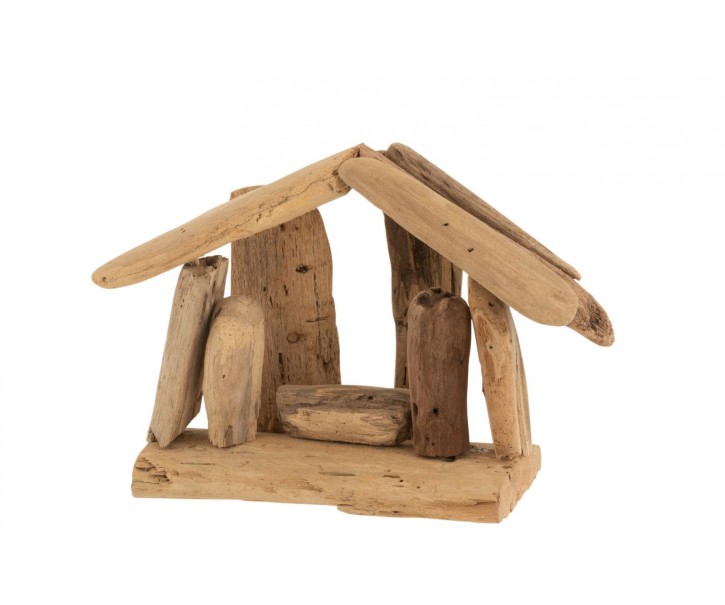 Přírodní dřevěný Betlém s postavičkami Nativity wood - 15*13*12 cm J-Line by Jolipa