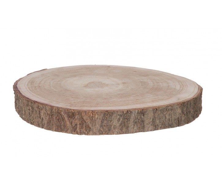 Přírodní hnědá dřevěná podložka/ plát stromu Paulownia S - Ø 25*3 cm J-Line by Jolipa