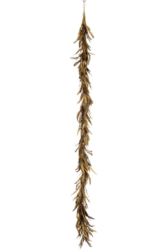 Dekorace girlanda ze zlatých peříček Goddy - 15*150 cm J-Line by Jolipa Dekorace girlanda ze zlatých peříček Goddy - 15*150 cm J-Line by Jolipa