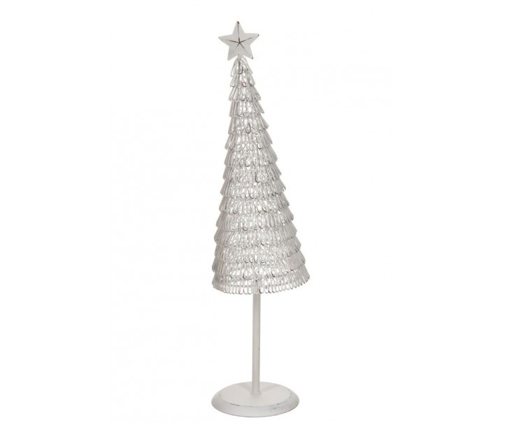 Dekorace bílý antik drátěný vánoční stromeček Tree - Ø 10*40 cm J-Line by Jolipa