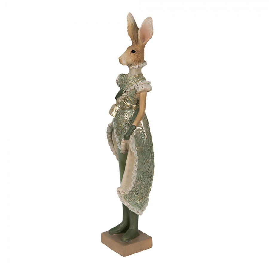 Zelená dekorace zaječí dáma s kabelkou - 11*8*33 cm Clayre & Eef Zelená dekorace zaječí dáma s kabelkou - 11*8*33 cm Clayre & Eef