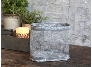Zinkový antik drátěný košík Oval Basket - 19*9*16 cm