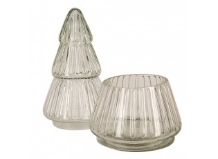 Transparentní skleněná dóza ve tvaru stromku - Ø 11*21 cm