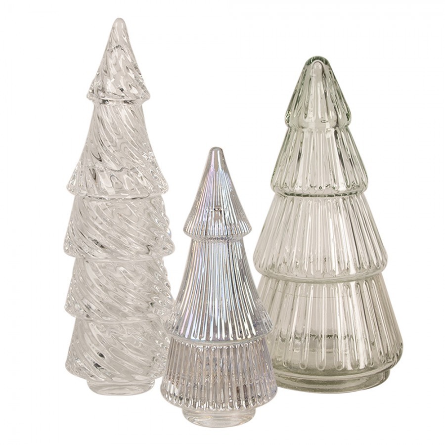 Transparentní skleněná dóza ve tvaru stromku - Ø 7*16 cm Clayre & Eef Transparentní skleněná dóza ve tvaru stromku - Ø 7*16 cm Clayre & Eef