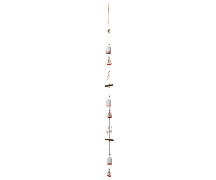 Závěsná dekorativní girlanda s plachetnicemi a zvonečky - 4*4*115 cm J-Line by Jolipa