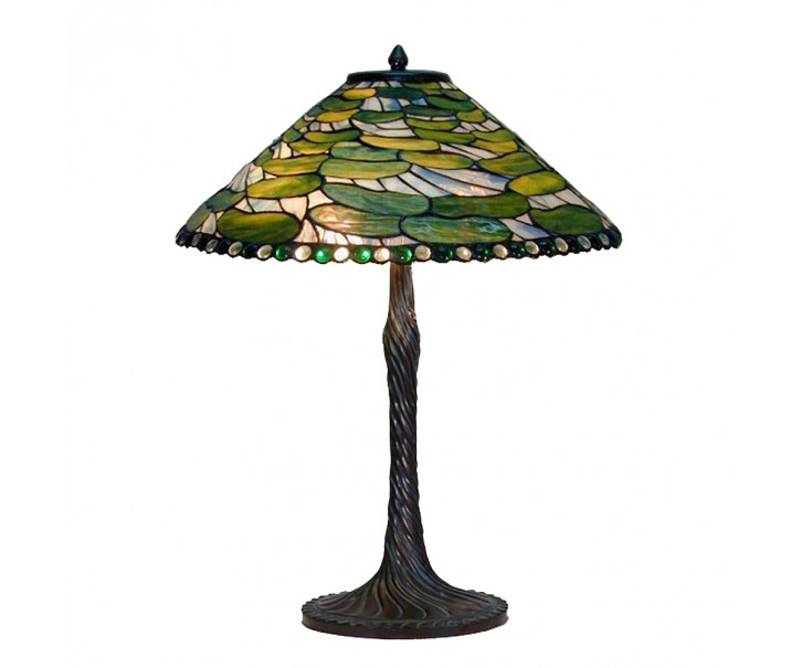 Zelená stolní lampa Tiffany Carina - Ø 51x75 cm E27/max 2x60W Clayre & Eef