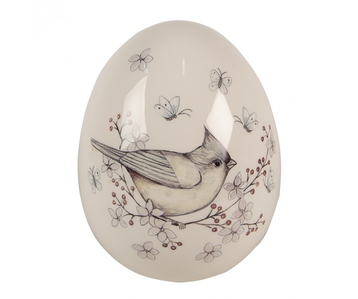 Dekorace keramické vajíčko s ptáčkem - Ø 13*16 cm Clayre & Eef