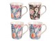 Sada 4ks modrý a černý porcelánový hrnek s květy - 12* 8*10 cm / 300 ml Clayre & Eef