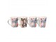 Sada 4ks modrý a černý porcelánový hrnek s květy - 12* 8*10 cm / 300 ml Clayre & Eef