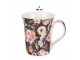 Sada 4ks modrý a černý porcelánový hrnek s květy - 12* 8*10 cm / 300 ml Clayre & Eef