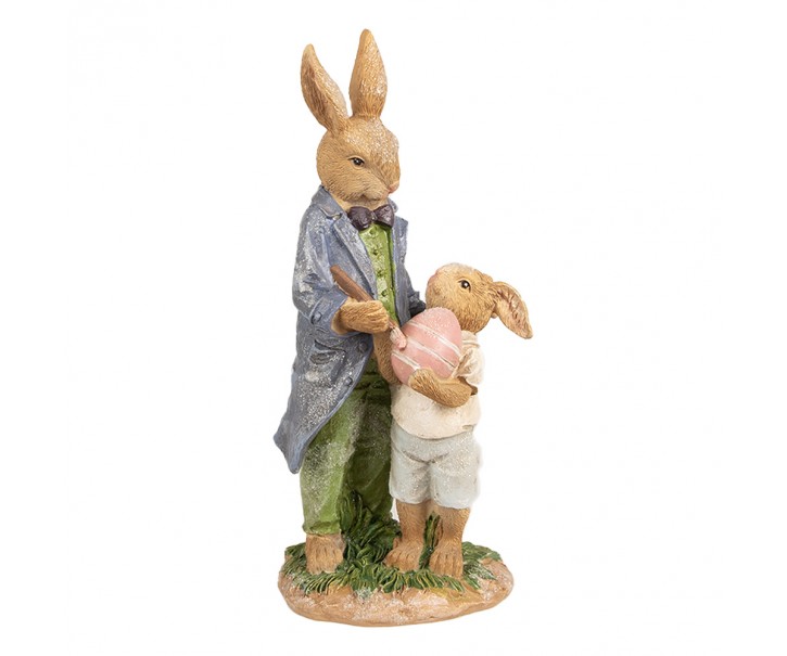 Dekorace králičí taťka s králíčkem a vajíčkem - 9*9*21 cm Clayre & Eef