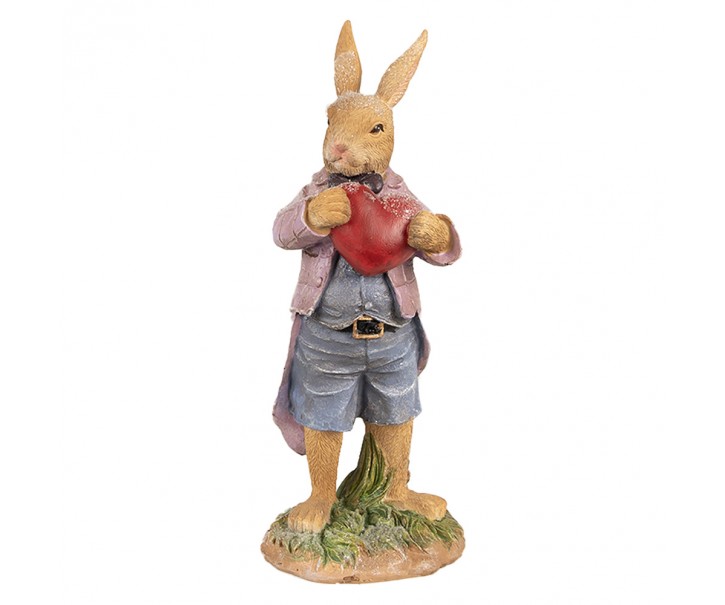 Dekorace králíček v kabátku držící srdíčko - 8*7*20 cm Clayre & Eef