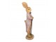 Dekorace králíček v růžovém kabátě s holí - 7*6*21 cm Clayre & Eef