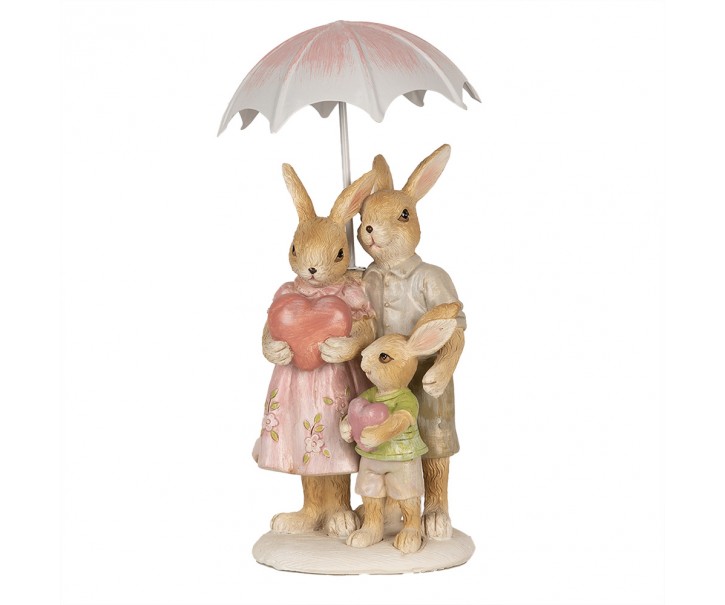 Dekorace rodinka králíci pod deštníkem - 9*9*19 cm Clayre & Eef