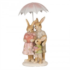 Dekorace rodinka králíci pod deštníkem - 9*9*19 cm