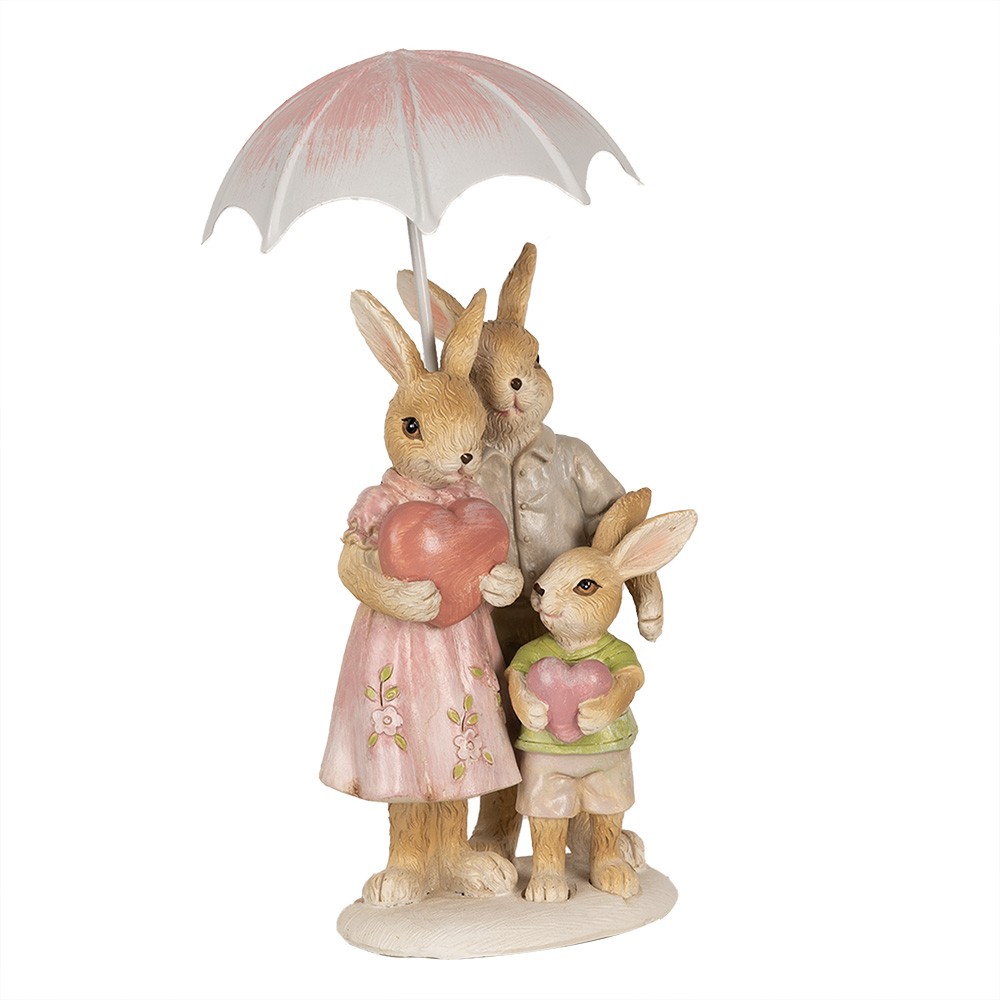 Dekorace rodinka králíci pod deštníkem - 9*9*19 cm Clayre & Eef Dekorace rodinka králíci pod deštníkem - 9*9*19 cm Clayre & Eef