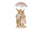 Dekorace rodinka králíci pod deštníkem - 9*9*19 cm Clayre & Eef