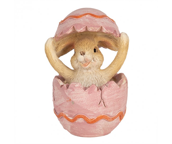 Dekorace králík v růžovém vejci - 6*6*8 cm Clayre & Eef