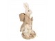 Dekorace béžový králíček s ptáčkem - 11*8*15 cm Clayre & Eef