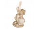 Dekorace béžový králíček s ptáčkem - 11*8*15 cm Clayre & Eef