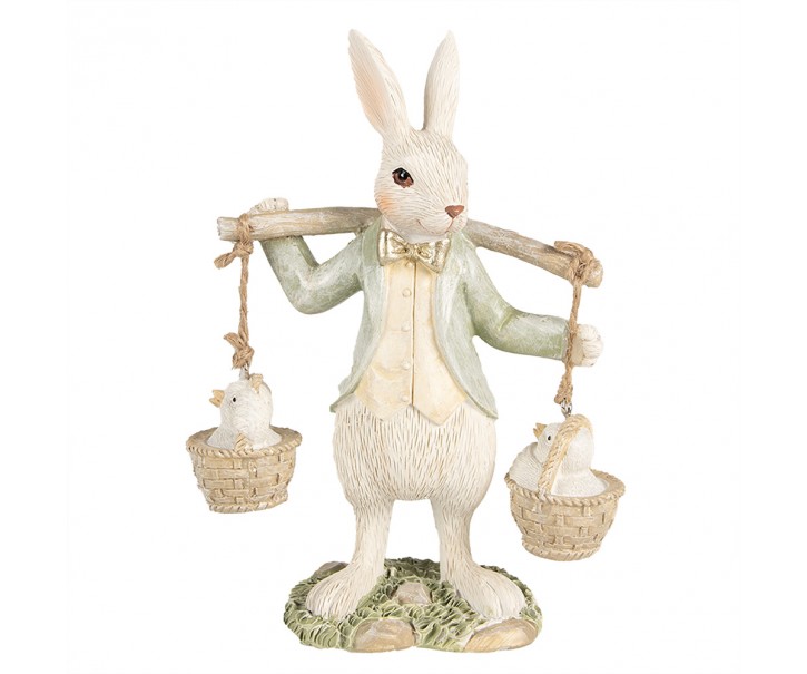 Dekorace králíček s ptáčky - 12*7*17 cm Clayre & Eef