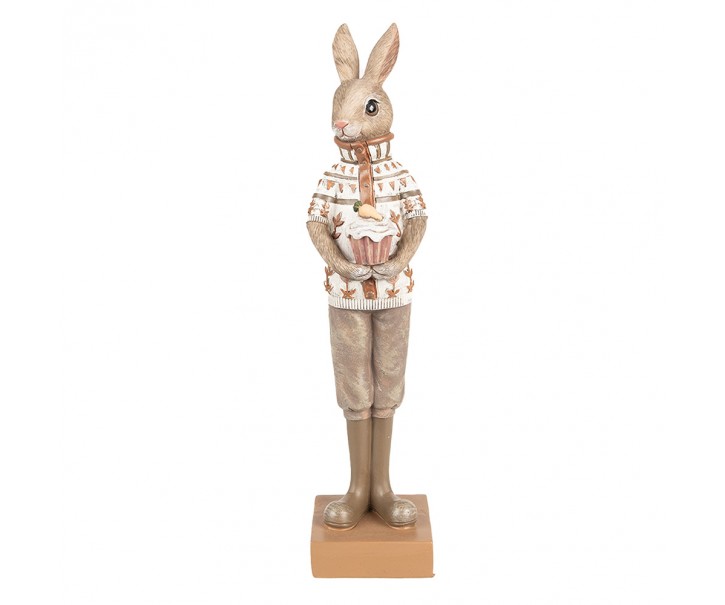Dekorace králík ve svetříku s dortíkem - 7*7*28 cm Clayre & Eef