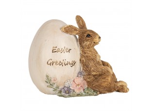 Dekorace socha králík s vajíčkem Easter Greetings - 12*7*9 cm