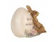 Dekorace socha králík s vajíčkem Easter Greetings - 12*7*9 cm Clayre & Eef