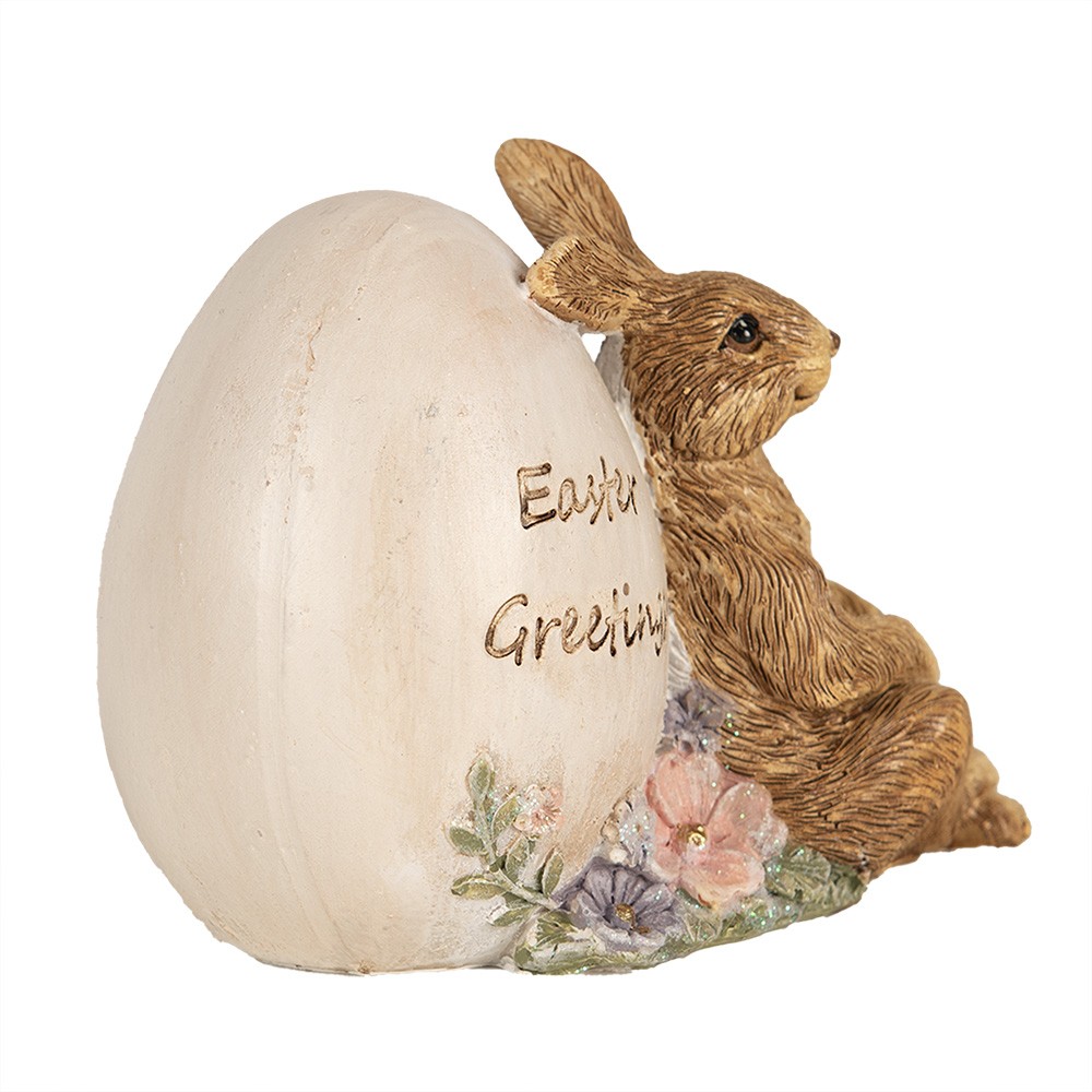 Dekorace socha králík s vajíčkem Easter Greetings - 12*7*9 cm Clayre & Eef Dekorace socha králík s vajíčkem Easter Greetings - 12*7*9 cm Clayre & Eef