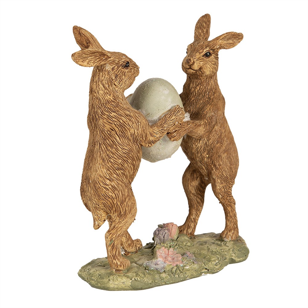 Dekorace králíčci držící vajíčko - 11*5*13 cm Clayre & Eef Dekorace králíčci držící vajíčko - 11*5*13 cm Clayre & Eef