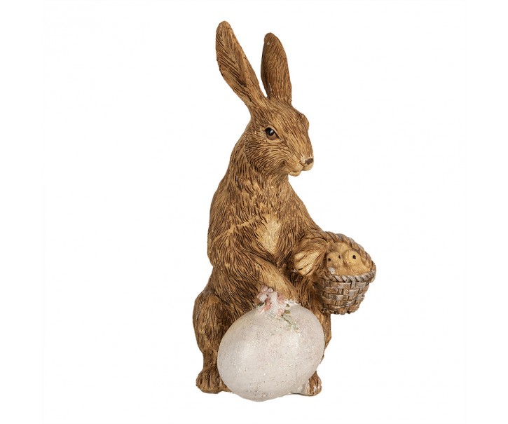 Dekorace socha králík s vajíčkem a kuřátky - 9*7*14 cm Clayre & Eef
