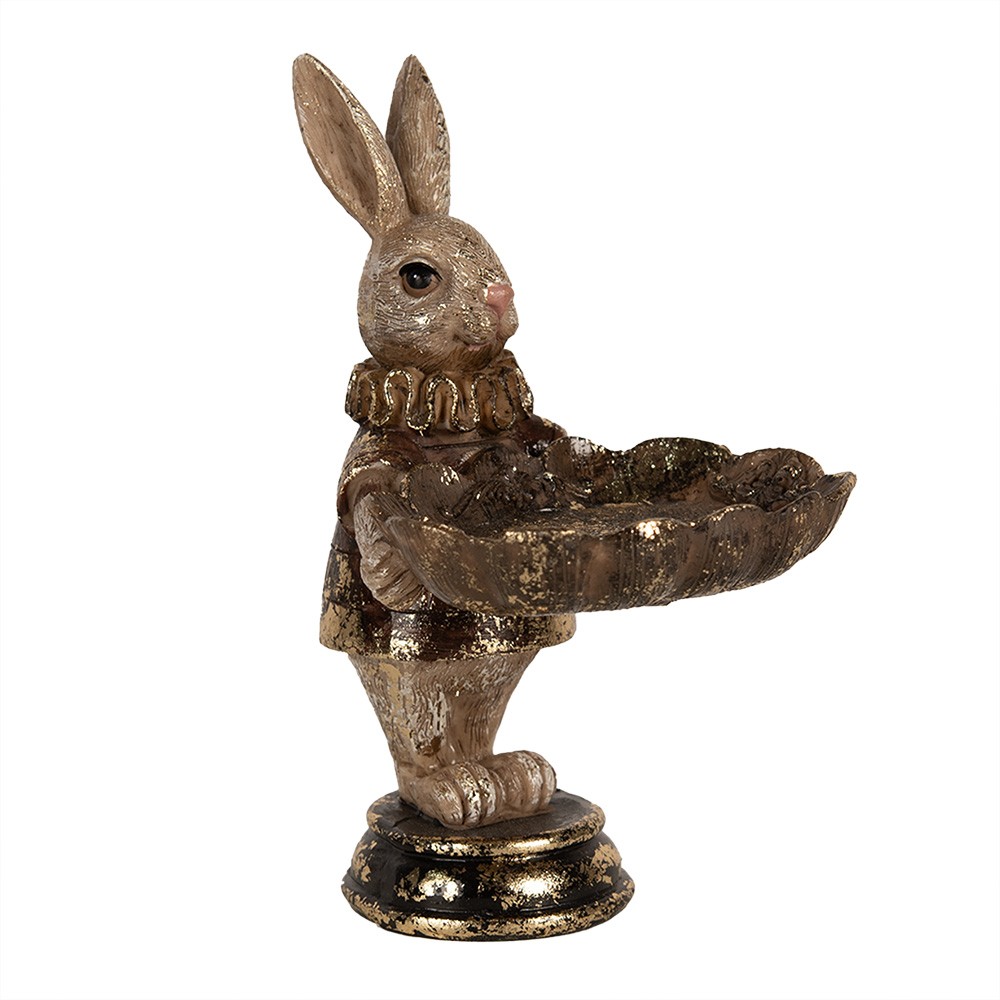 Dekorace králík s miskou - 11*9*15 cm Clayre & Eef Dekorace králík s miskou - 11*9*15 cm Clayre & Eef