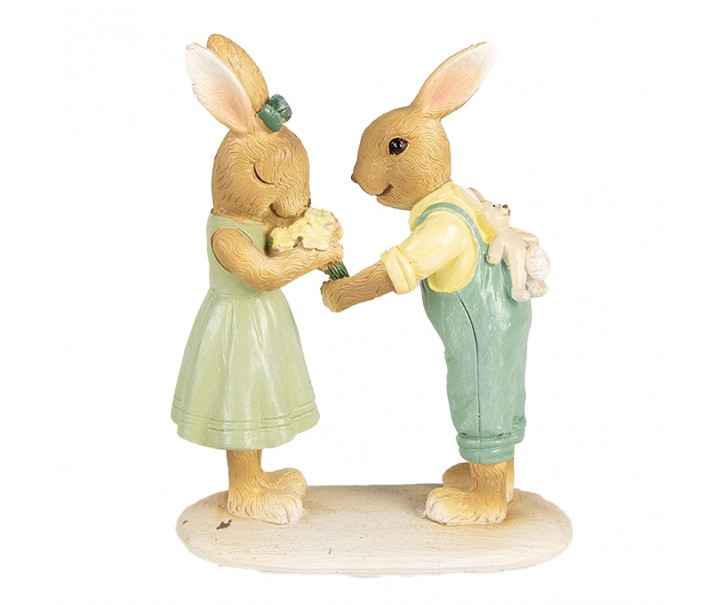 Dekorace králíčci s kytičkou - 11*5*14 cm Clayre & Eef
