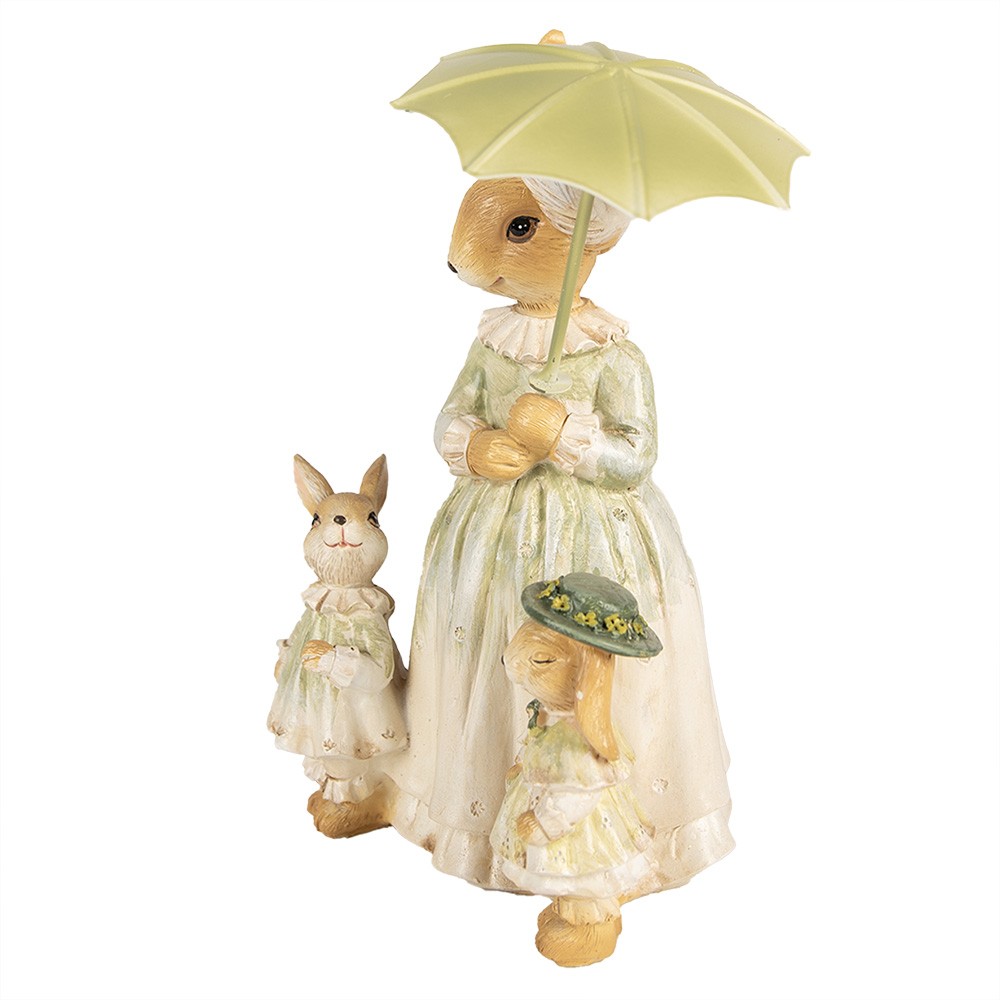 Dekorace králičí mamka s králíčky a paraplíčkem - 16*11*21 cm Clayre & Eef Dekorace králičí mamka s králíčky a paraplíčkem - 16*11*21 cm Clayre & Eef
