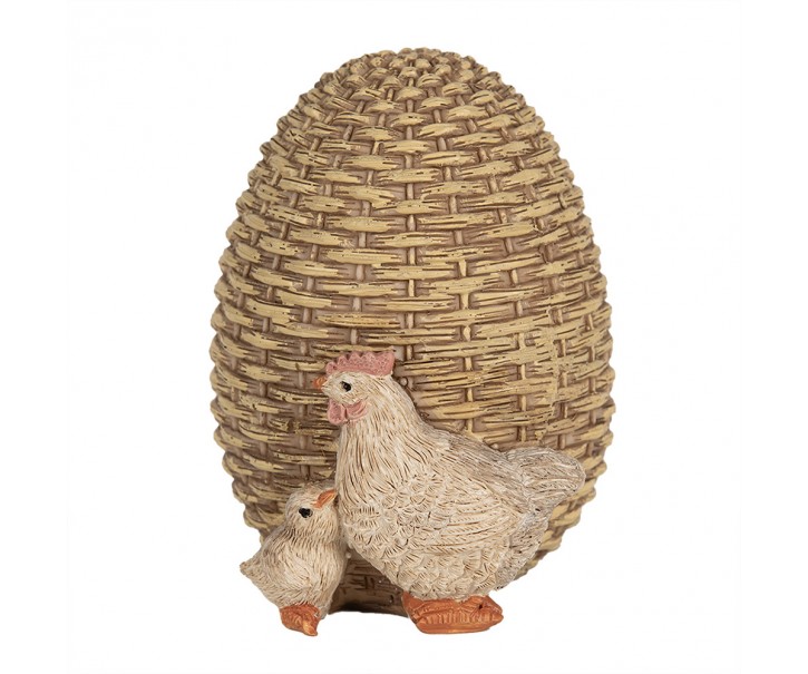 Dekorace hnědé vajíčko se slepičkou - 9*8*10 cm Clayre & Eef
