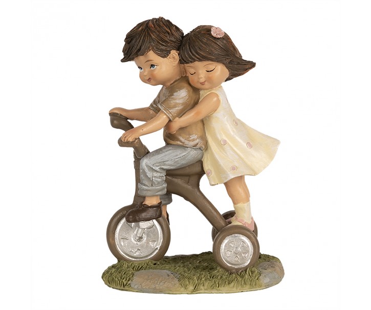 Dekorace děvčátko s chlapcem na tříkolce - 10*6*14 cm Clayre & Eef