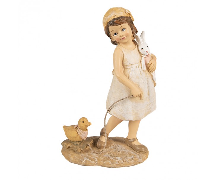 Dekorace děvčátko se zajíčkem a kačenkou - 10*6*15 cm Clayre & Eef