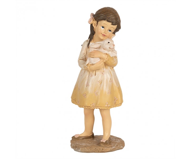 Dekorace děvčátko v šatičkách s králíčkem - 6*5*15 cm Clayre & Eef