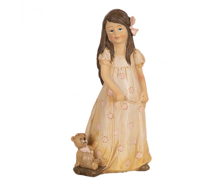 Dekorace děvčátko s medvídkem - 8*6*15 cm Clayre & Eef