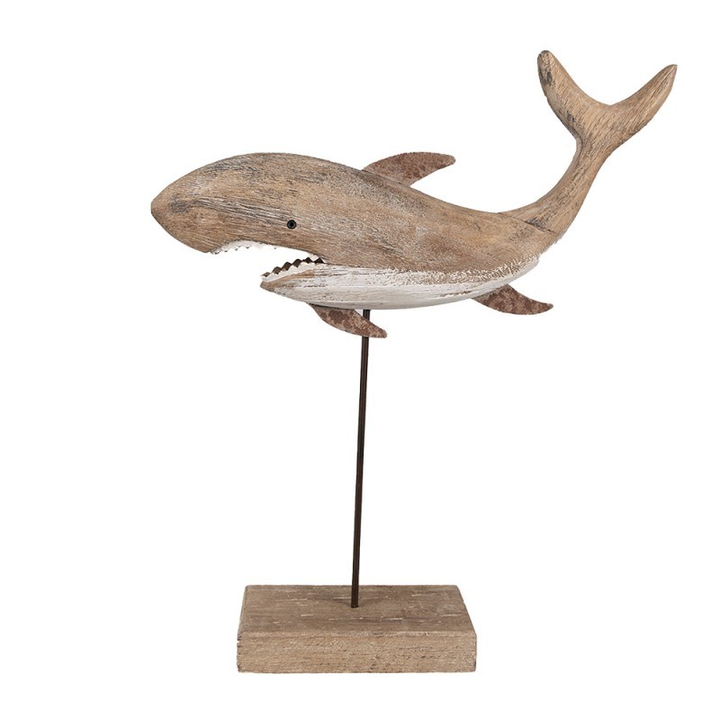 Dřevěná dekorativní soška žralok Shark na podstavci - 34*8*39 cm